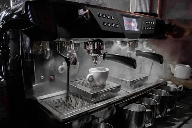 A Steaming Coffee Machine