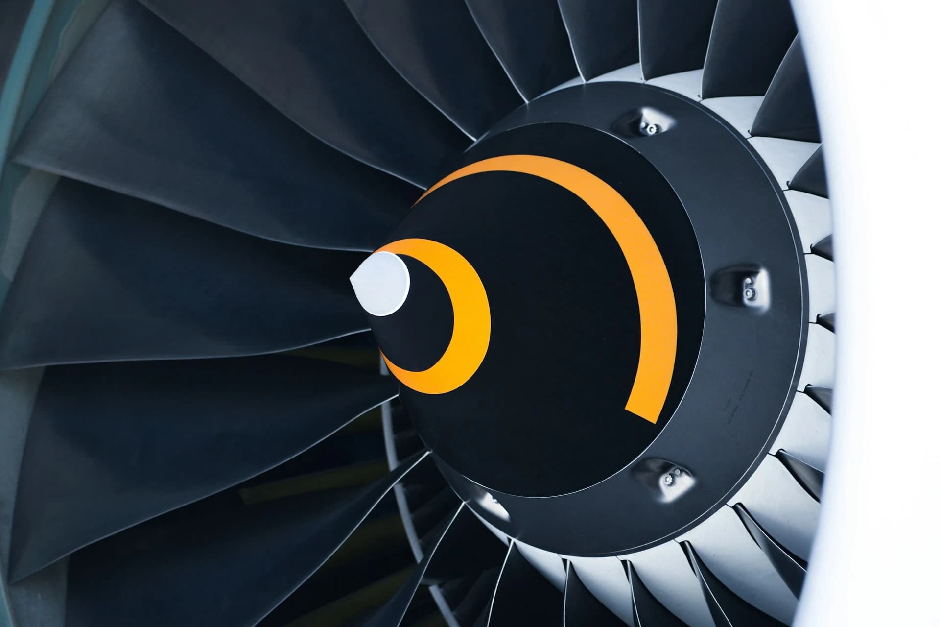 A closeup of an airplane tourbine